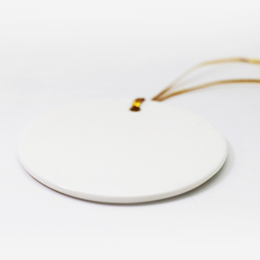 Ornament - Ceramic (Round): side with ribbon