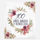 100 Años Amada y Bendecida - Minky Blanket - 50&quot; x 60&quot;