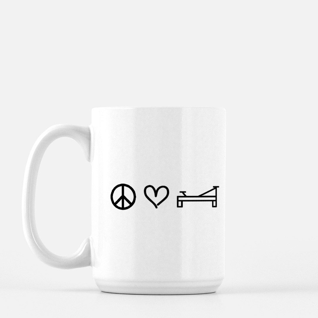 0066-Peace-Love-Pilates Mug Deluxe 15oz.